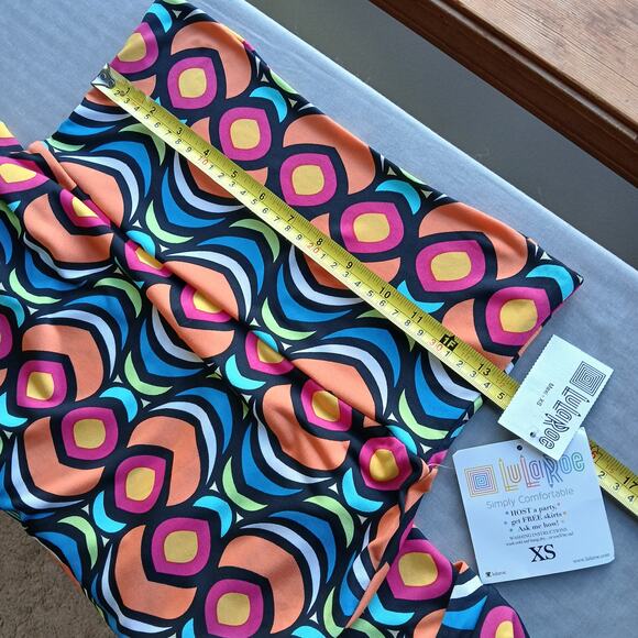 LuLaRoe Bold Peacock Fold Over Maxi Skirt XS tube dress bright orange blue NOS - Picture 9 of 12